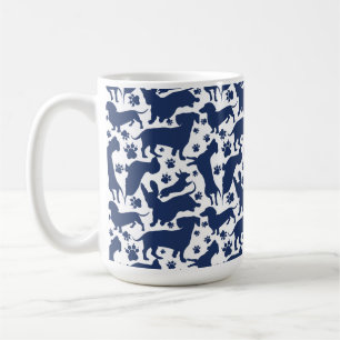 Blauer Dackel Pattern Kissenband Kaffeetasse