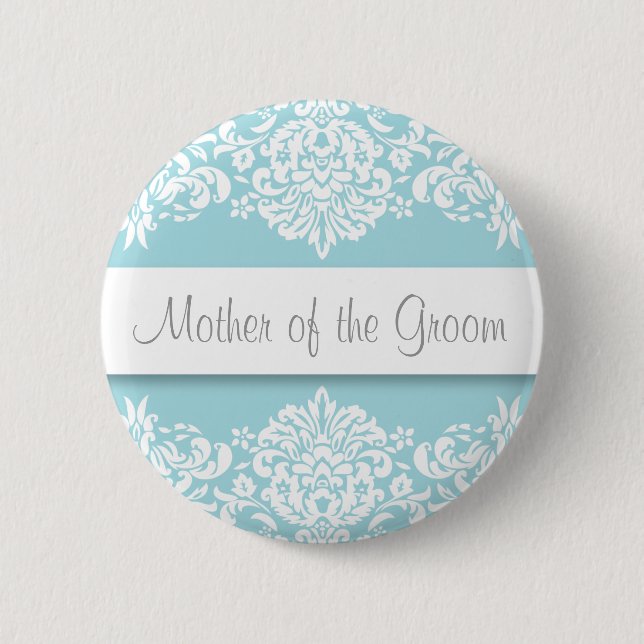 Blauer Damaske Mutter der Groom-Taste Button (Vorderseite)