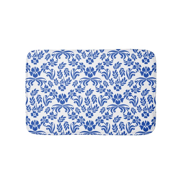 Blauer Damast Bath Mat Badematte (Vorderseite)