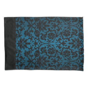 Blauer Damast Muster Kissenbezug