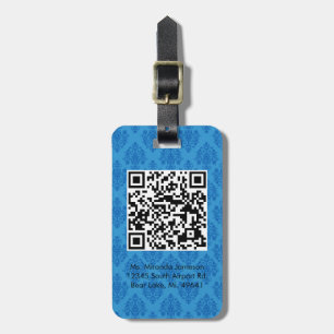 Blauer Damast QR CODE Gewohnheits-Gepäckanhänger Gepäckanhänger