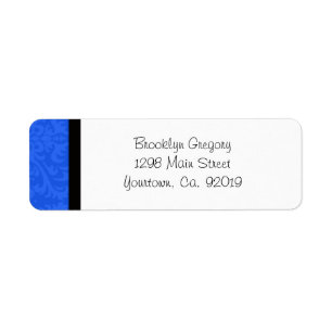 Blauer Damast-Rücksendeadresse-Aufkleber