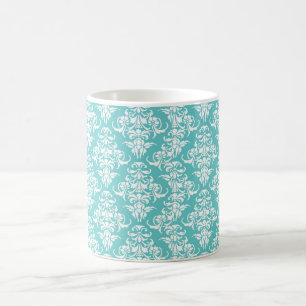 Blauer Damast-Vintage-Tapetenmuster Kaffeetasse