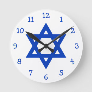 Blauer Davidstern Runde Wanduhr