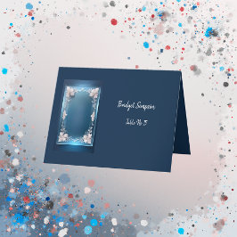 Blauer Deko verzierter Rahmen Sitzkarte Dankeskarte