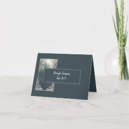 Blauer Deko verzierter Rahmen Sitzkarte Dankeskarte