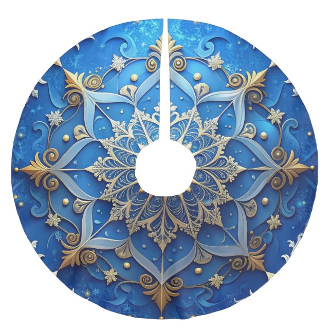 Blauer Dekorativer Baumschurz Polyester Weihnachtsbaumdecke (Vorderseite)