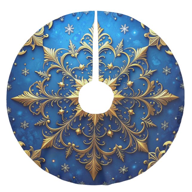 Blauer Dekorativer Baumschurz Polyester Weihnachtsbaumdecke (Vorderseite)
