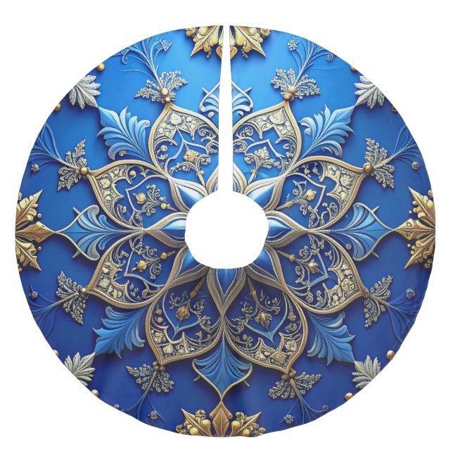 Blauer Dekorativer Baumschurz Polyester Weihnachtsbaumdecke (Vorderseite)