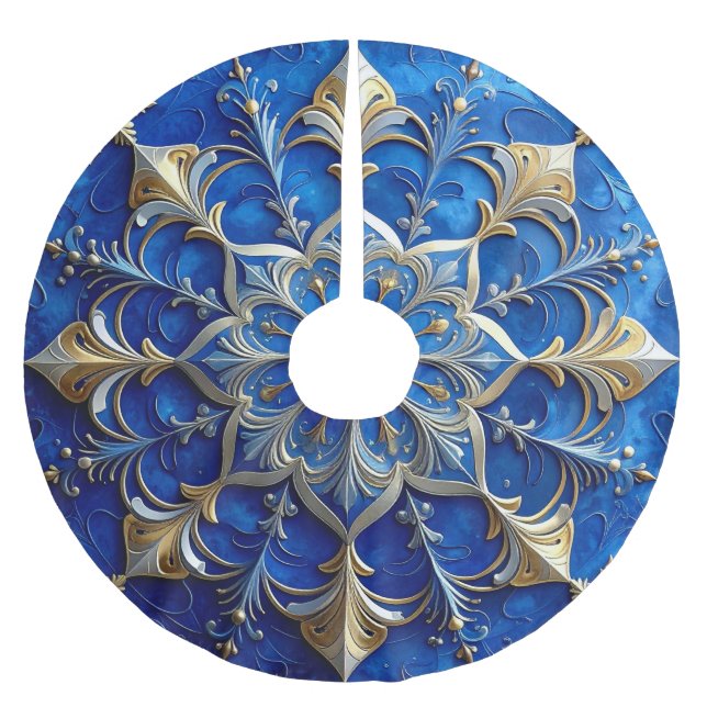 Blauer Dekorativer Baumschurz Polyester Weihnachtsbaumdecke (Vorderseite)