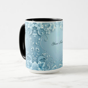 Blauer dekorativer Blumengröhler Tasse