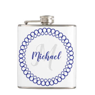 Blauer dekorativer Circle Monogram Flask Flachmann