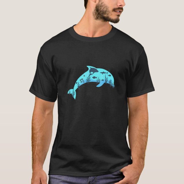 Blauer Delfin mit Fisch drin - Fußball T-Shirt (Vorderseite)