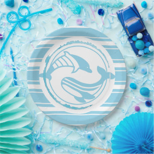 Blauer Delfin Pappteller