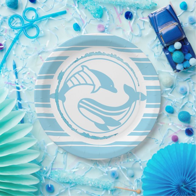 Blauer Delfin  Pappteller (Party)