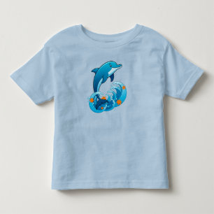 Blauer Delfin springt über Meereswellen Kleinkind T-shirt