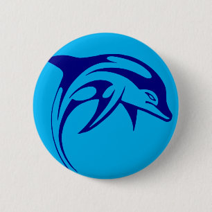 Blauer Delphin Button