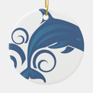 Blauer Delphin Keramikornament