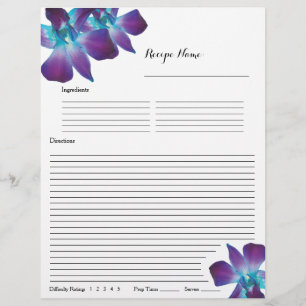 Blauer Dendrobium Orchid Recipe Binder Beilagen Flyer