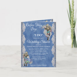 Blauer Denim, Blütezeit und Kostümschmuck Einladung