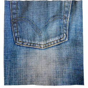 Blauer Denim Duschvorhang