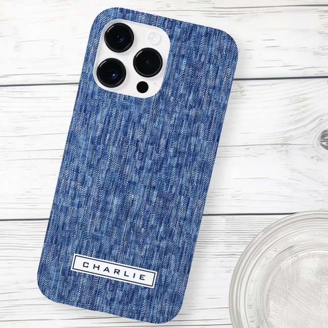 Blauer Denim-individuelle Name Case-Mate iPhone Hülle (Blue denim custom name Case-Mate iPhone case)