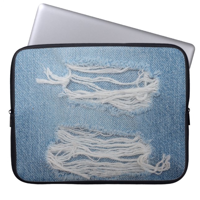 Blauer denim Jeans Textur Hintergrund. Stilvoll, Laptopschutzhülle (Vorderseite)
