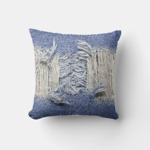 Blauer Denim: Jeans Textur. Kissen