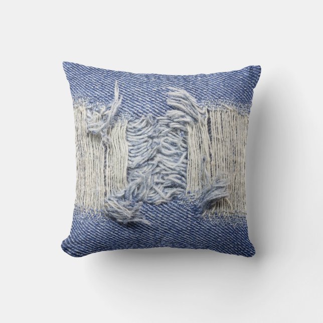 Blauer Denim: Jeans Textur. Kissen (Vorderseite)
