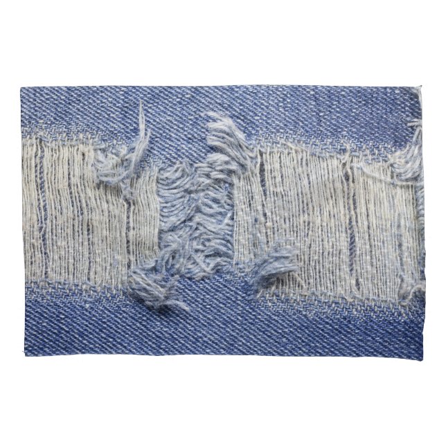Blauer Denim: Jeans Textur. Kissenbezug (Vorderseite)
