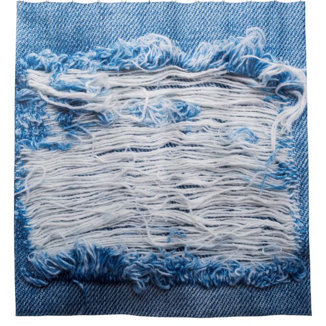 Blauer denim Jeans Textur mit Platz für Text Duschvorhang (Vorderseite)