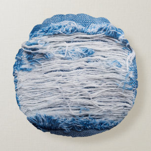 Blauer denim Jeans Textur mit Platz für Text Rundes Kissen