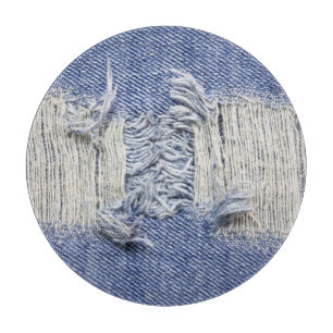 Blauer Denim: Jeans Textur. Schneidebrett
