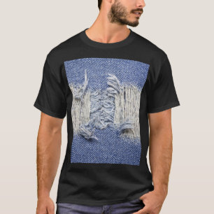 Blauer Denim: Jeans Textur. T-Shirt