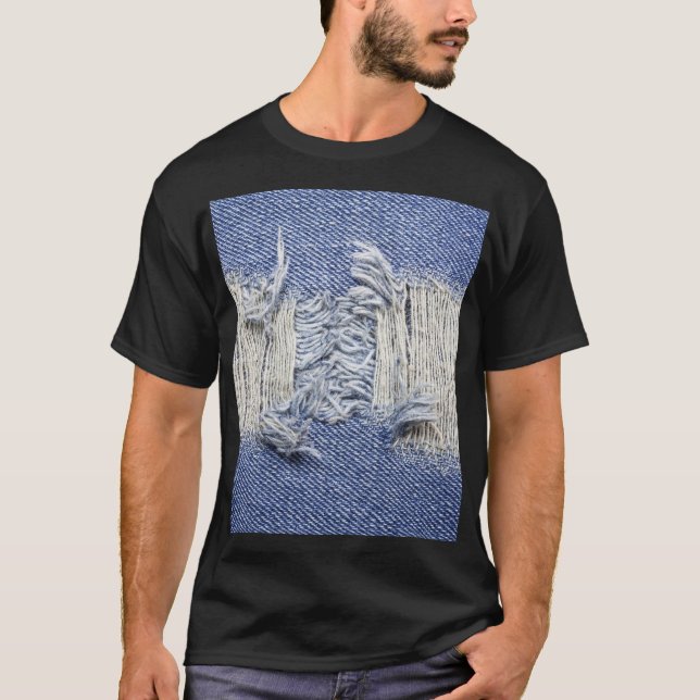 Blauer Denim: Jeans Textur. T-Shirt (Vorderseite)