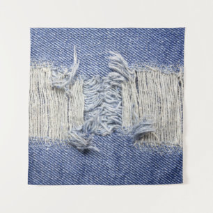 Blauer Denim: Jeans Textur. Wandteppich