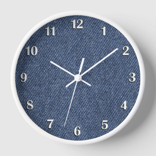 Blauer Denim mit weißen Zahlen Uhr (Vorderseite)