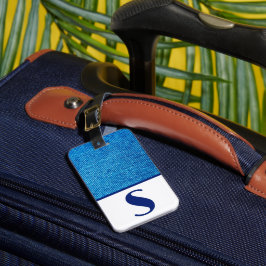 Blauer Denim Stoff, Farbblockfeststellmarke Gepäckanhänger