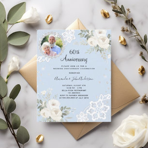 Blauer Diamantenflor 60. Hochzeitseinladung