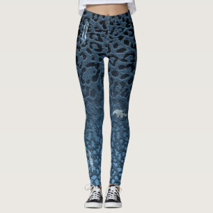 Blauer Digital zerrissener Leopard-Druck Ombre Leggings