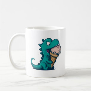 Blauer Dino mag Eiscreme - Lustige Cartoon-Kunst Kaffeetasse