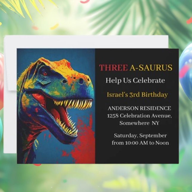 Blauer Dinosaurier-Abenteuer Einladung (Embark on an unforgettable journey with our Blue Dinosaur Adventure Invitation! )