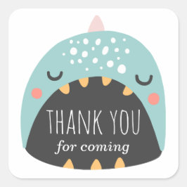 Blauer Dinosaurier. Geburtstag, danke, dass du gek Quadratischer Aufkleber