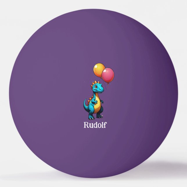 Blauer Dinosaurier mit Ballons Tischtennisball (Vorderseite)