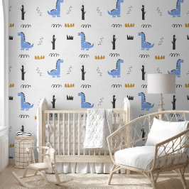 Blauer Dinosaurier mit modernem Twist Tapete