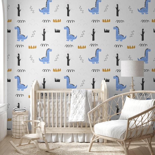 Blauer Dinosaurier mit modernem Twist Tapete (Kinder)