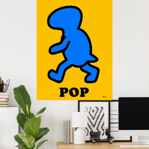 Blauer Dinosaurier Pop-Art-Plakat – Cartoon prähis Poster