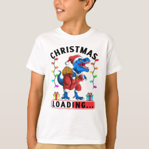 Blauer Dinosaurier T Rex Weihnachten Loading T-Shirt