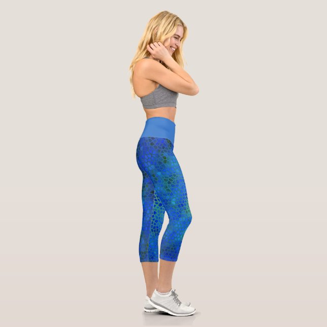 Blauer Dinosaurier verborgen Capri Leggings (Rechts)