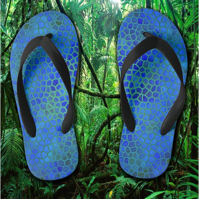 Blauer Dinosaurier Verborgenes Paar von Flip Flops (Blue Dinosaur Hide Kids Flip Flops)